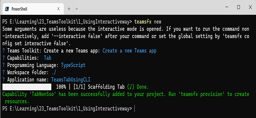 How to scaffold a new Teams Tab project